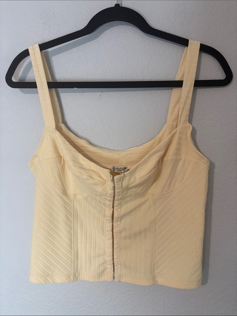 Intimately Free Corset Cropped Top Ribbed Cream L